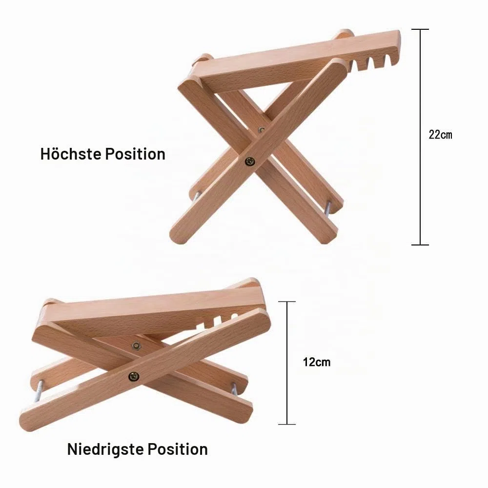 Rayzm Gitarren Fußhocker aus Holz, Klassische Höhenverstellbare Fußablage mit Vier Einstellbaren Stufen, Holzschemel für Banjo und Gitarre