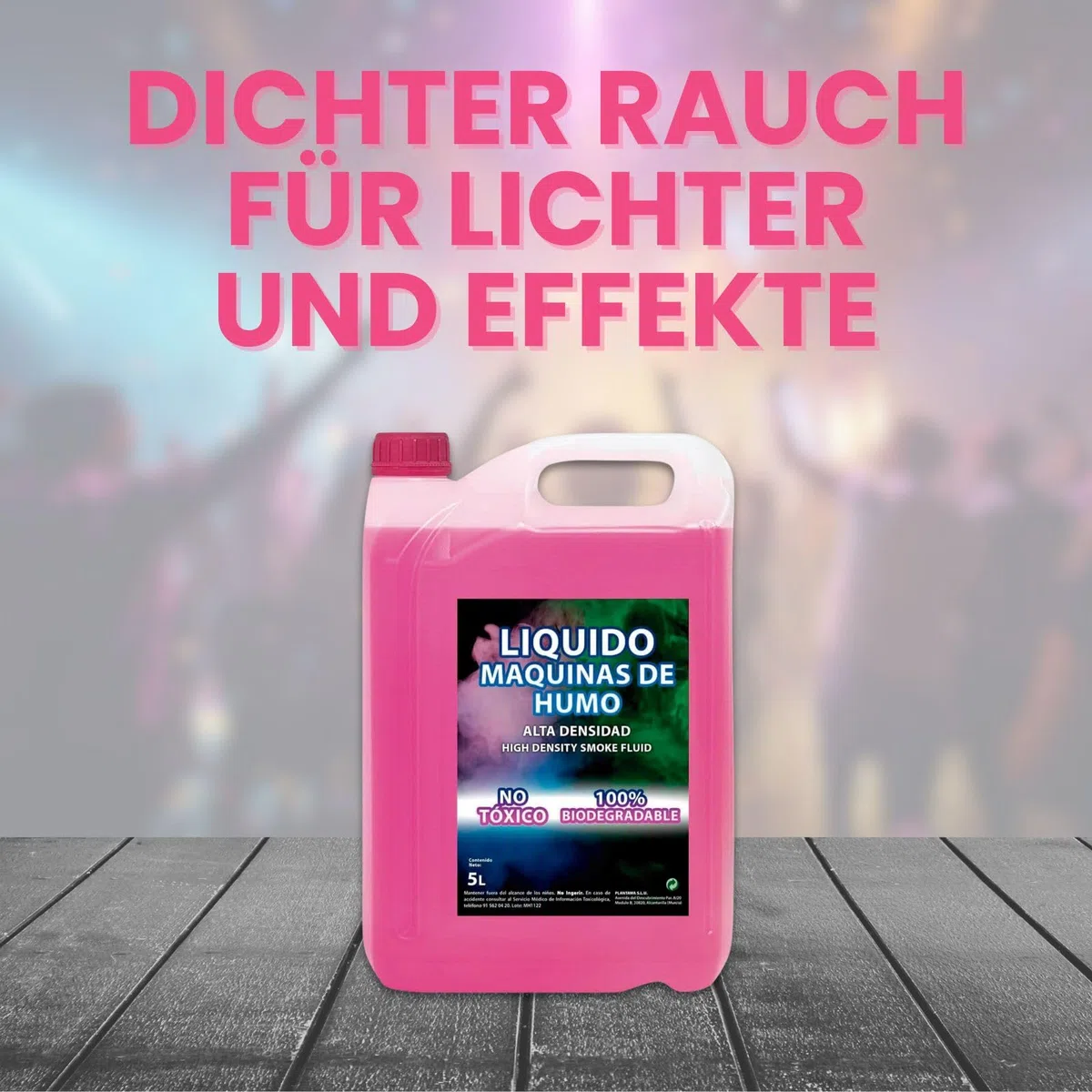PLANTAWA - Hohe Dichte Nebelmaschine Flüssigkeit 5 Liter | Nebelfluid für Partys | 100% natürlich, Nicht reizend für die Atemwege, sehr Langer Standzeit