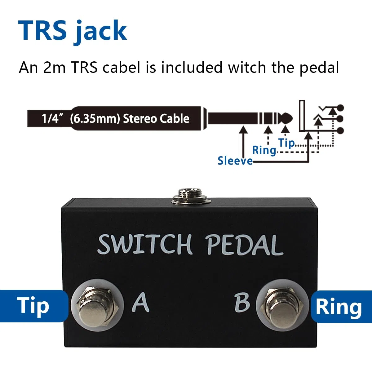 Dual latching Switch Pedal Für Gitarre Effekt Pedal mit TRS Kabel