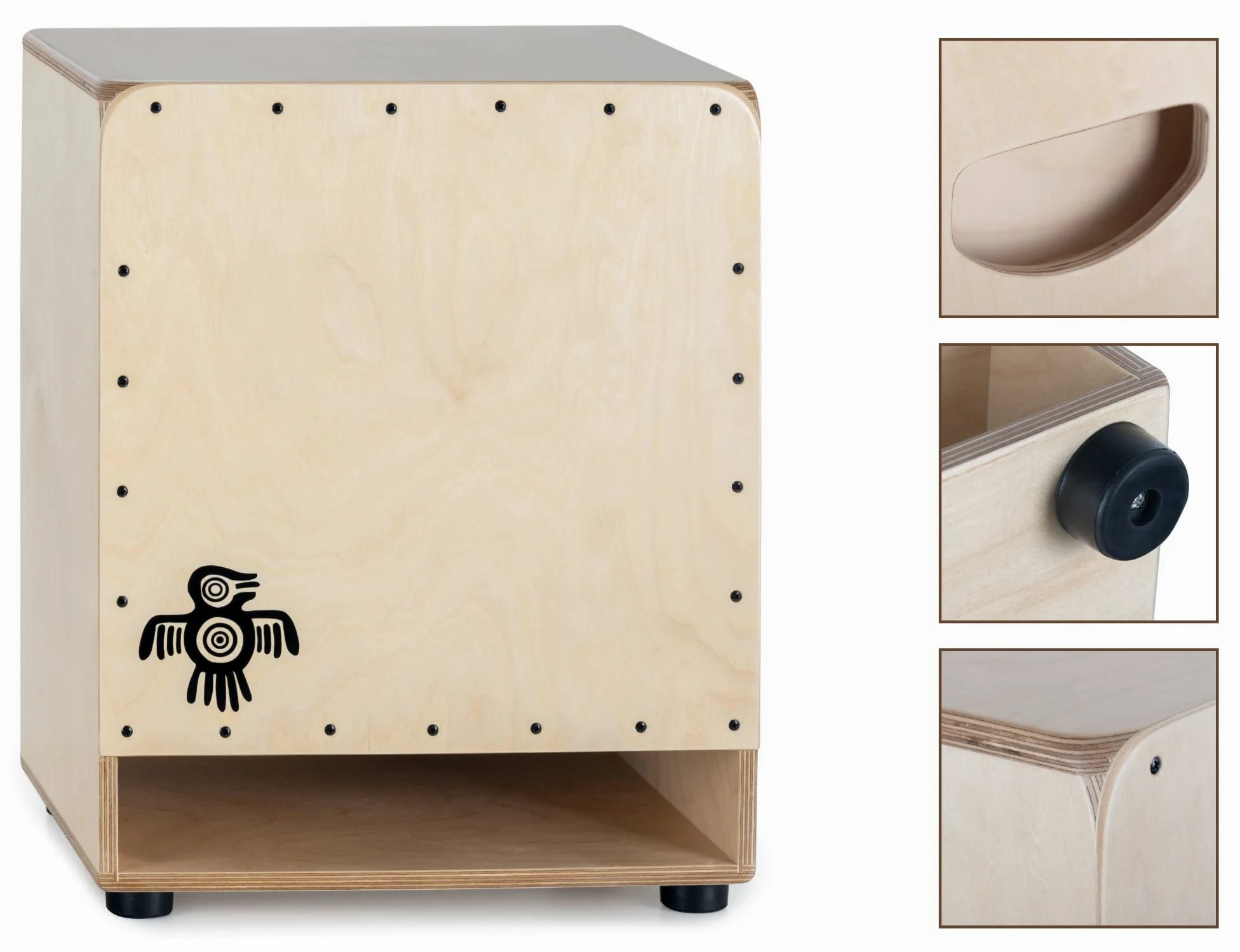 XDrum Bass Cajon Peruana Birch (3 mm Schlagplatte, wuchtiger Bass, heller Snare-Sound, Bassreflex-Korpus, Tragegriff) Natur