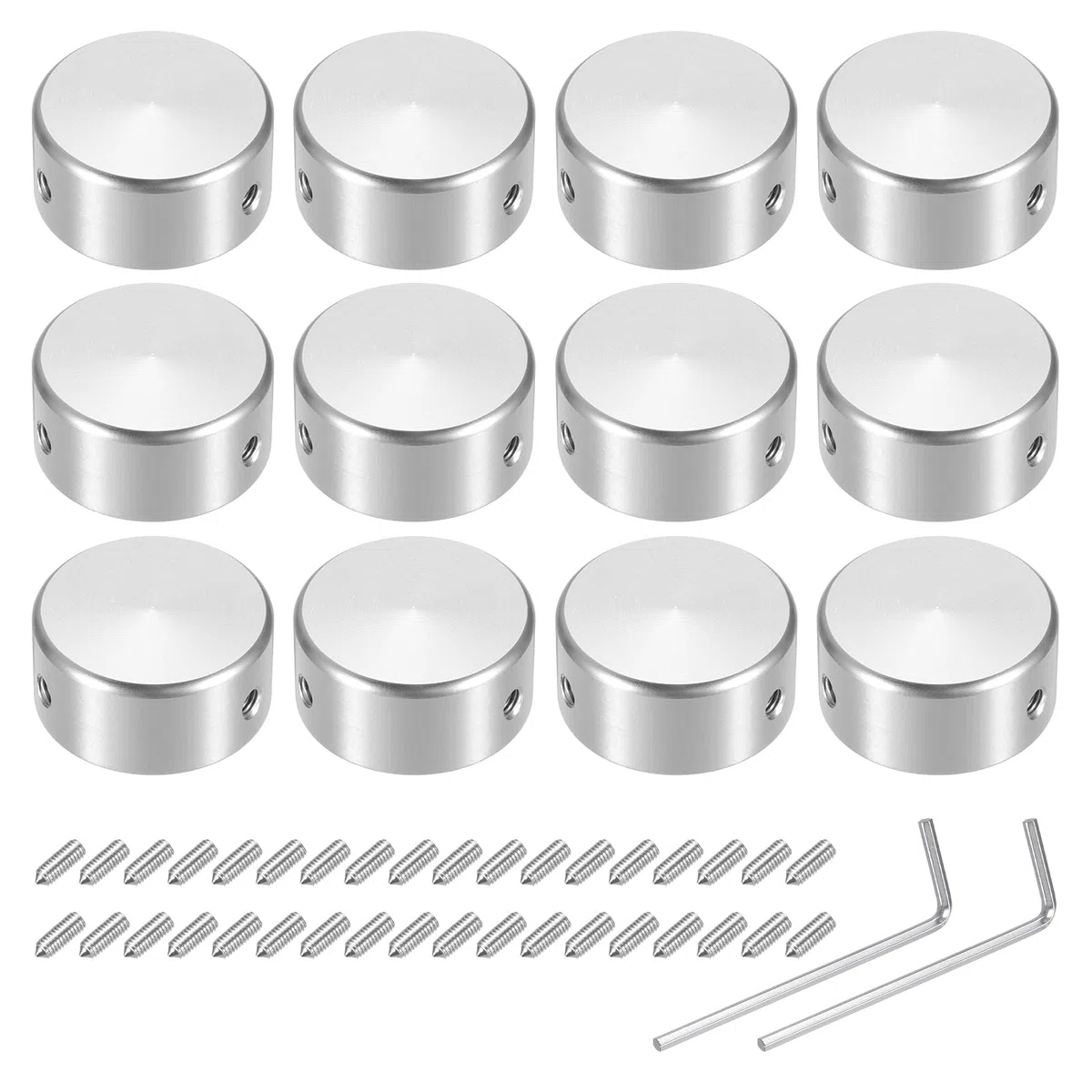 QUARKZMAN 12 Stück Gitarren Fußschalter Abdeckungen 10mm ID 24mm OD Aluminiumlegierung Effektpedal für E-Gitarre Footswitch Kappe Tasten Silber