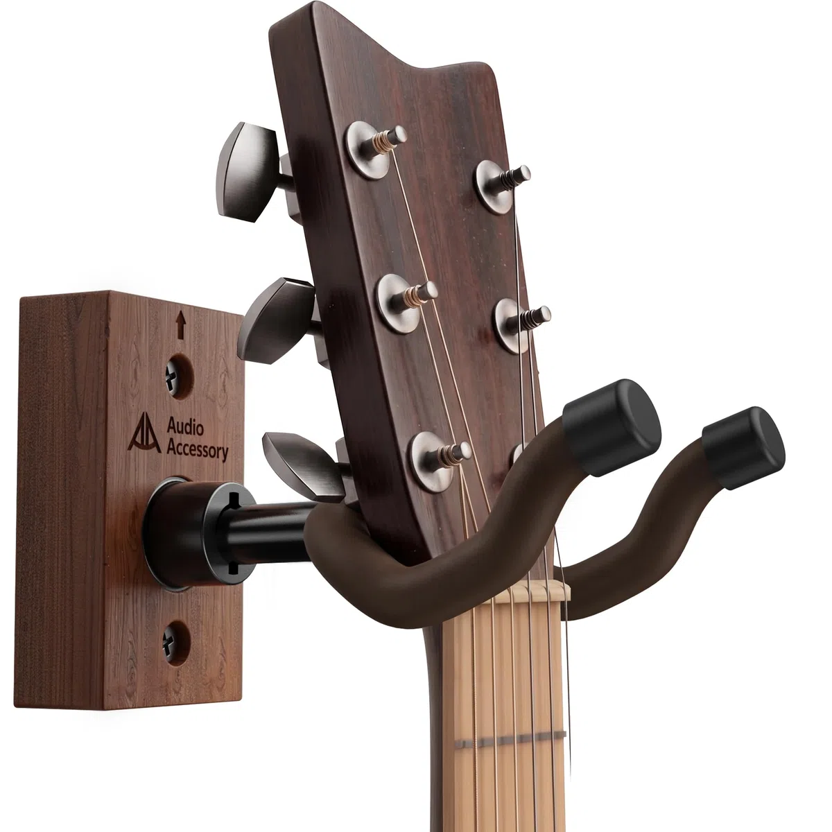 AA AUDIO ACCESSORY Gitarrenhalter für die Wand Nitro-sichere weich gepolsterte mit automatisch verstellbarem Winkel, U-förmige Holz Gitarren Wandhalterung für E-Gitarre Bass Mandoline Banjo Ukulele