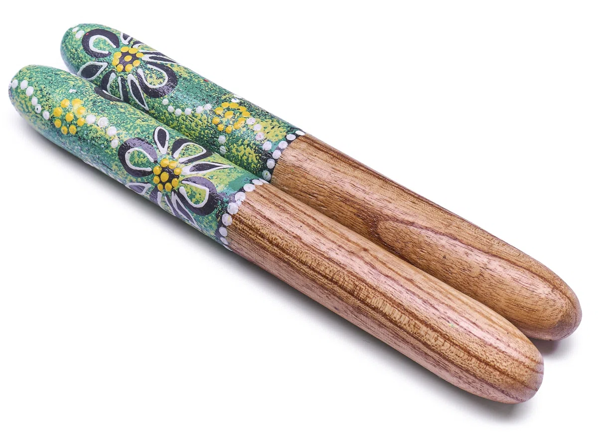 Clapsticks Green - Traditionelle Holzklaven mit frischem Design (25 cm)