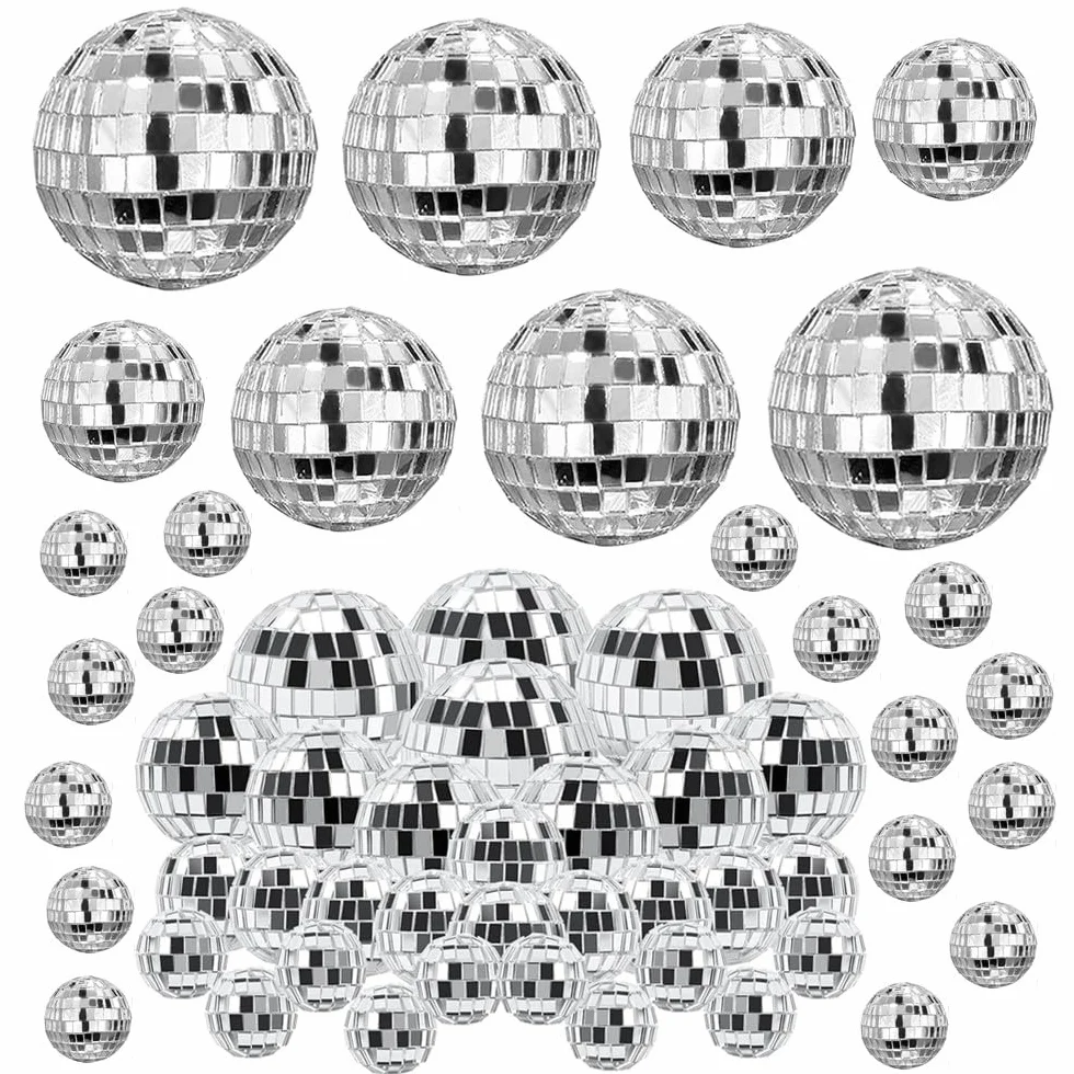 Discokugeln Set, 54 Stück Glänzend Discokugel Klein, Disco Ball Cake Toppers, Mini Discokugel Deko, Deko Discokugel für Kuchendekoration, Bar, Party, Urlaubsdekoration (2/3/4/5cm)