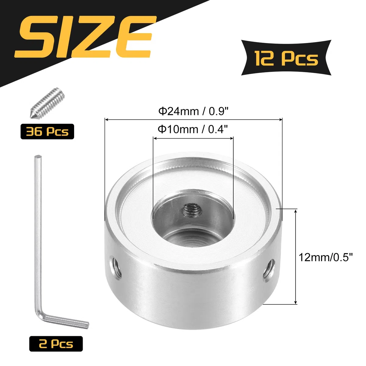 QUARKZMAN 12 Stück Gitarren Fußschalter Abdeckungen 10mm ID 24mm OD Aluminiumlegierung Effektpedal für E-Gitarre Footswitch Kappe Tasten Silber