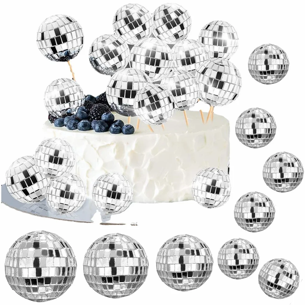 Discokugeln Set, 54 Stück Glänzend Discokugel Klein, Disco Ball Cake Toppers, Mini Discokugel Deko, Deko Discokugel für Kuchendekoration, Bar, Party, Urlaubsdekoration (2/3/4/5cm)