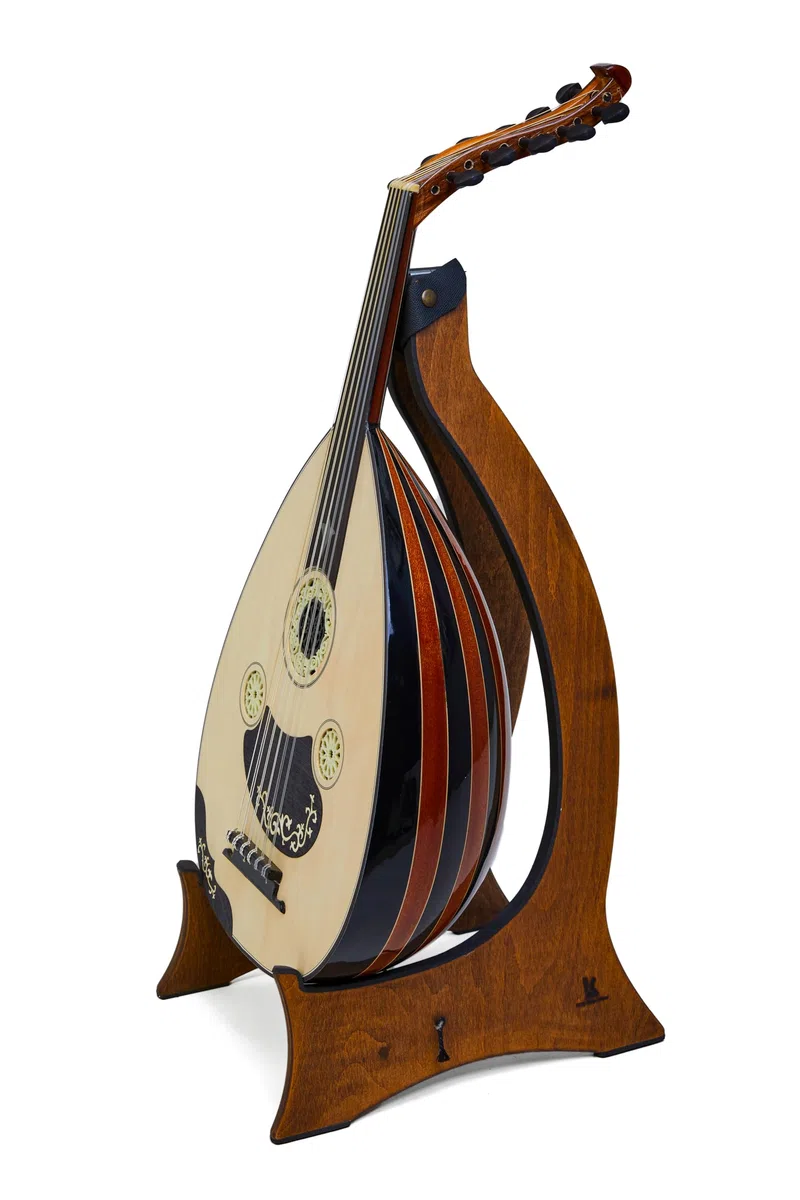 Handgefertigtes türkisches Oud mit internem Tonabnehmer zur Verstärkung – Premium-Holz, 11 Saiten-Lautinstrument für professionelle und Anfänger – Schwarz & Mahagoni