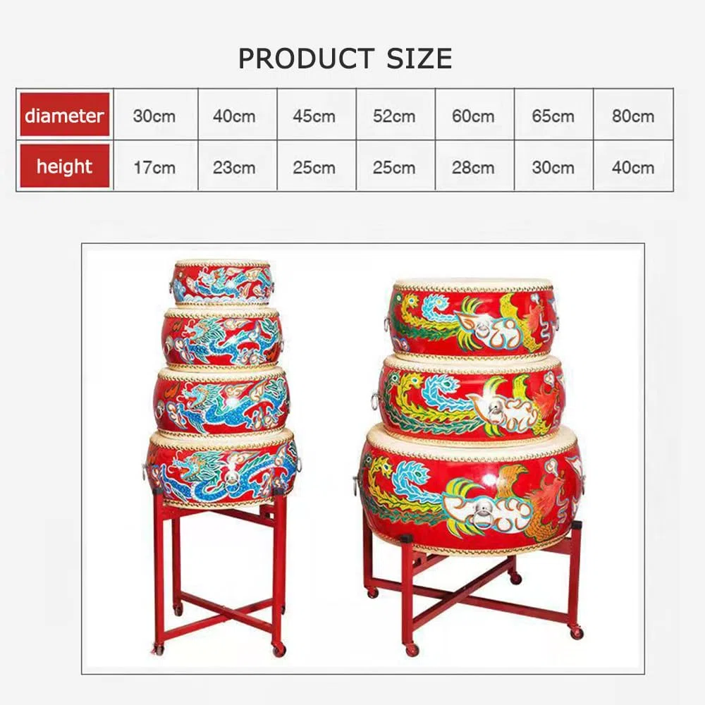 Chinesische Rote Trommel Mit Drachen- Und Phoenix -Muster, Einschließlich Stöcken Und Ständer, Geeignet Für Festivalaufführungen,40CM