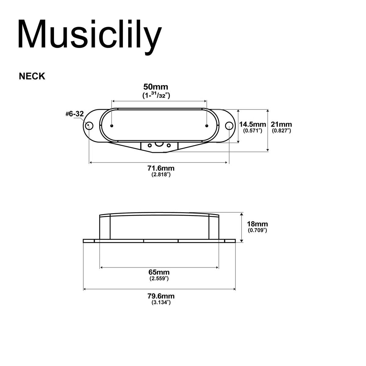 Musiclily Pro TL-60S Alnico 5 Single Coil Tonabnehmer Hals Pickup für Tele Style E-Gitarre, Chrom
