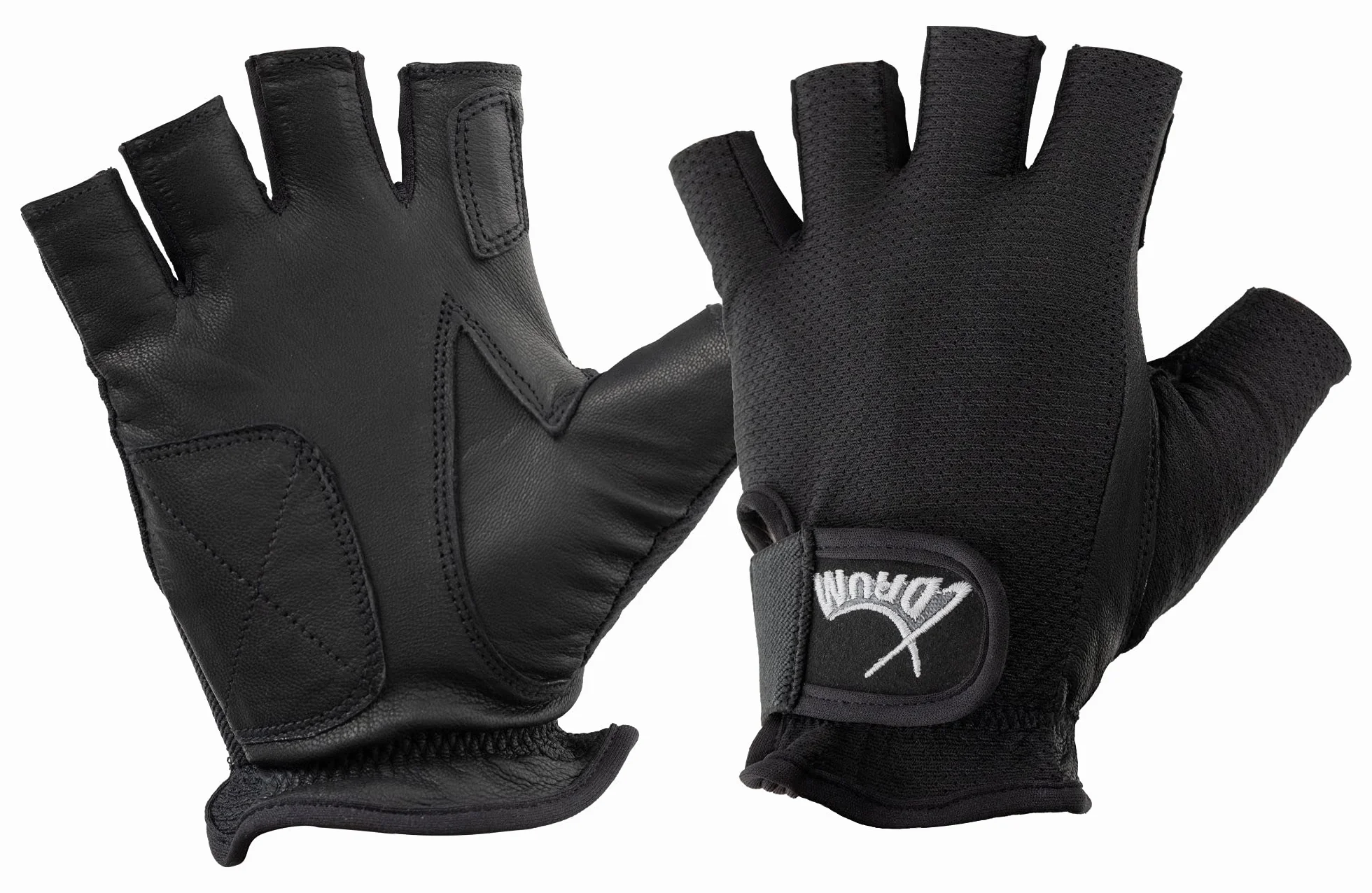 XDrum DGL-0F Schlagzeug Handschuhe Größe L - Drummer Handschuhe für Herren - Mit abgeschnittenen Fingern - aus weichem Leder - Mesh Außenseite - Schwarz