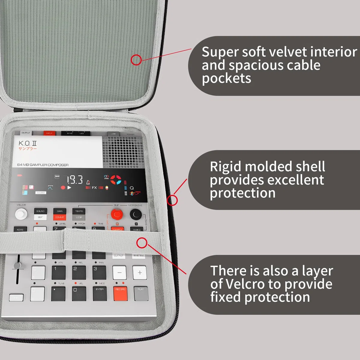 Pocket Operator Bag Teenage Engineering EP-133 K.O. II Hülle Spritzwassergeschützte Schutztasche Tasche für EP-133 K.O II Sampler, Synthesizer, Trommelmaschine Kompakte Taschenbedienerkoffer