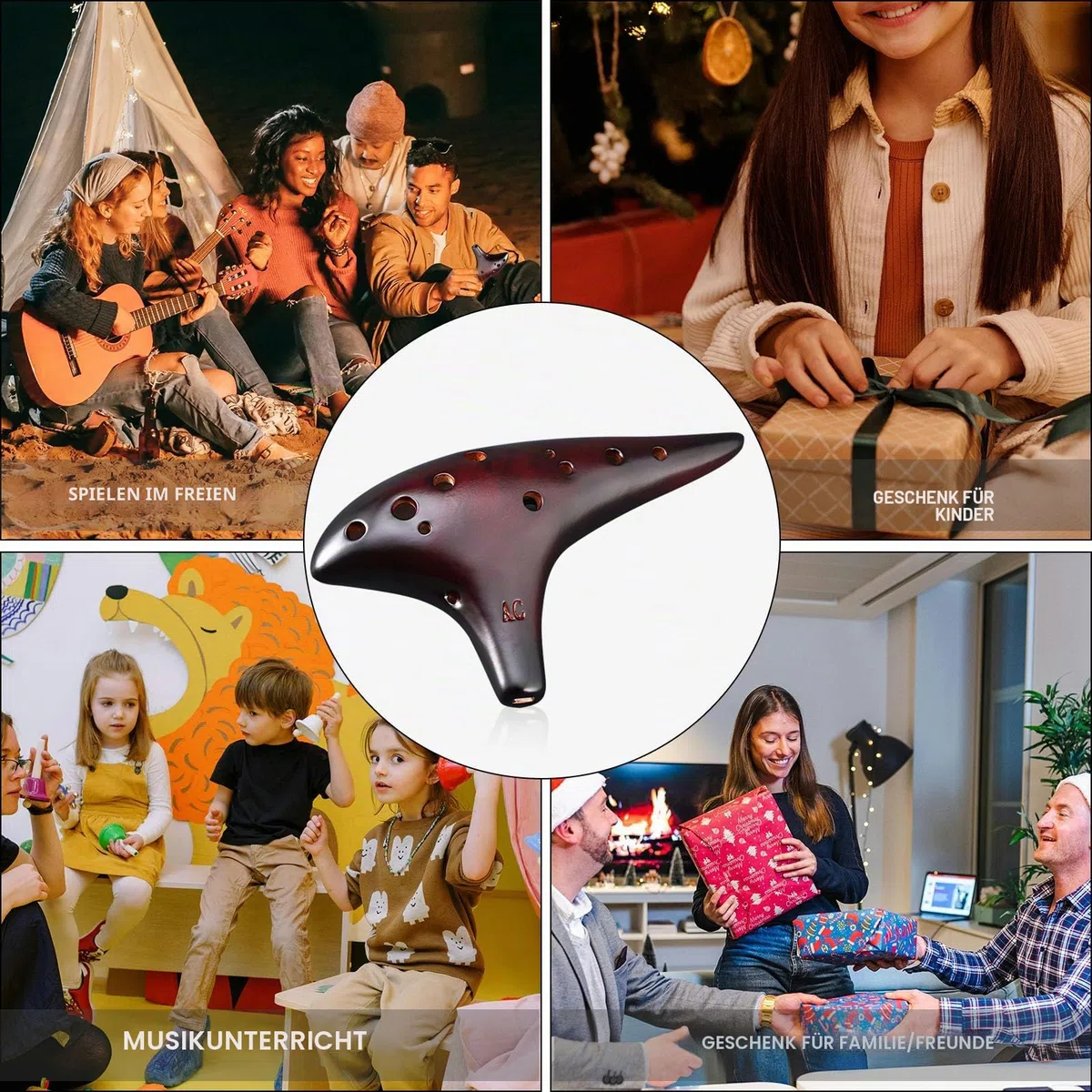 LIEKE Okarina 12 Löcher Alto C Stroh Rauchkeramik Ocarina, Musikinstrument,Geschenk für Kinder und Erwachsene, mit Songbook Nackengurt Tasche