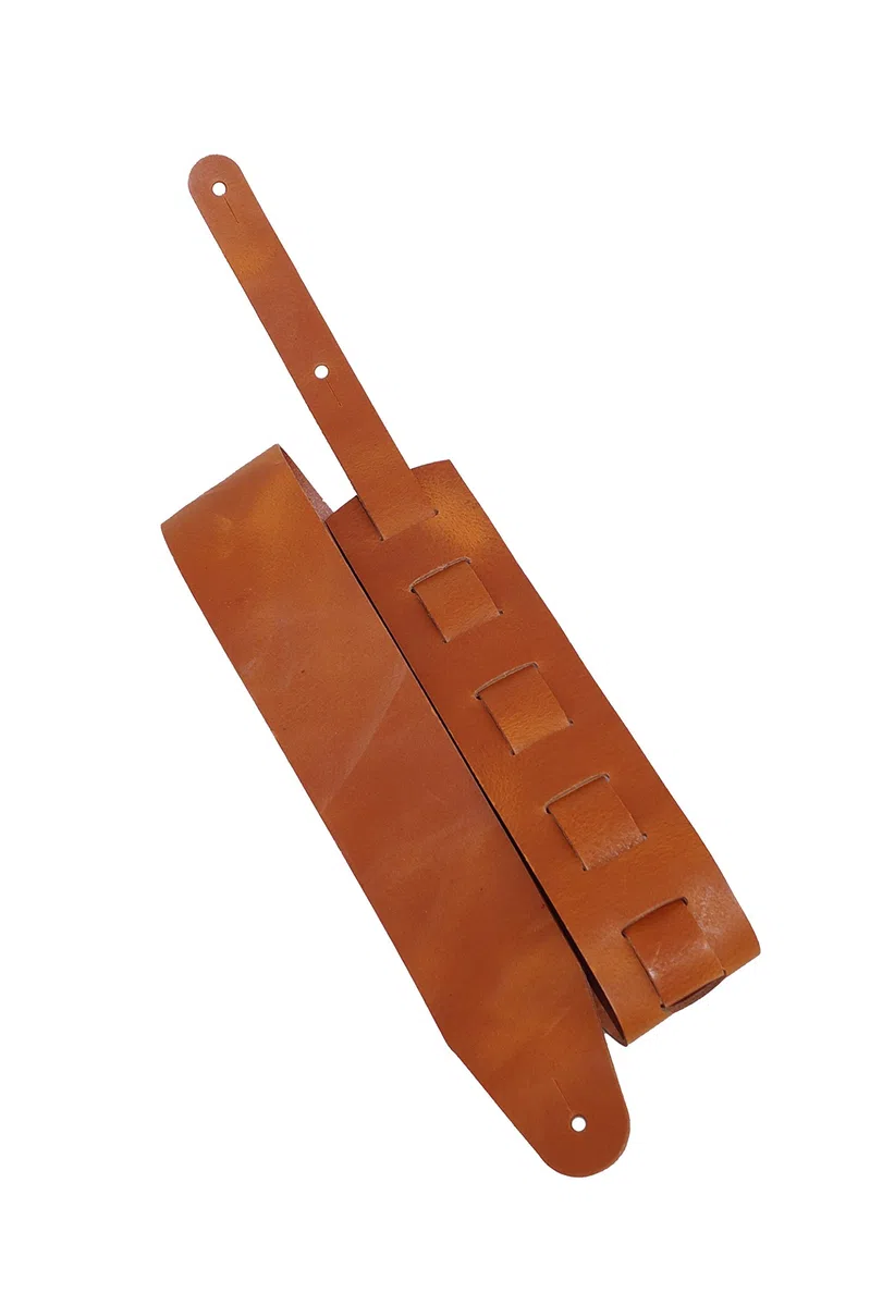 Leder Gitarrengurt 'Pull Up', in 18 Farben, 2 Längen und 3 Breiten, Echtleder, Farbe:cognac, Größe:6cm breit / 90-130cm lang