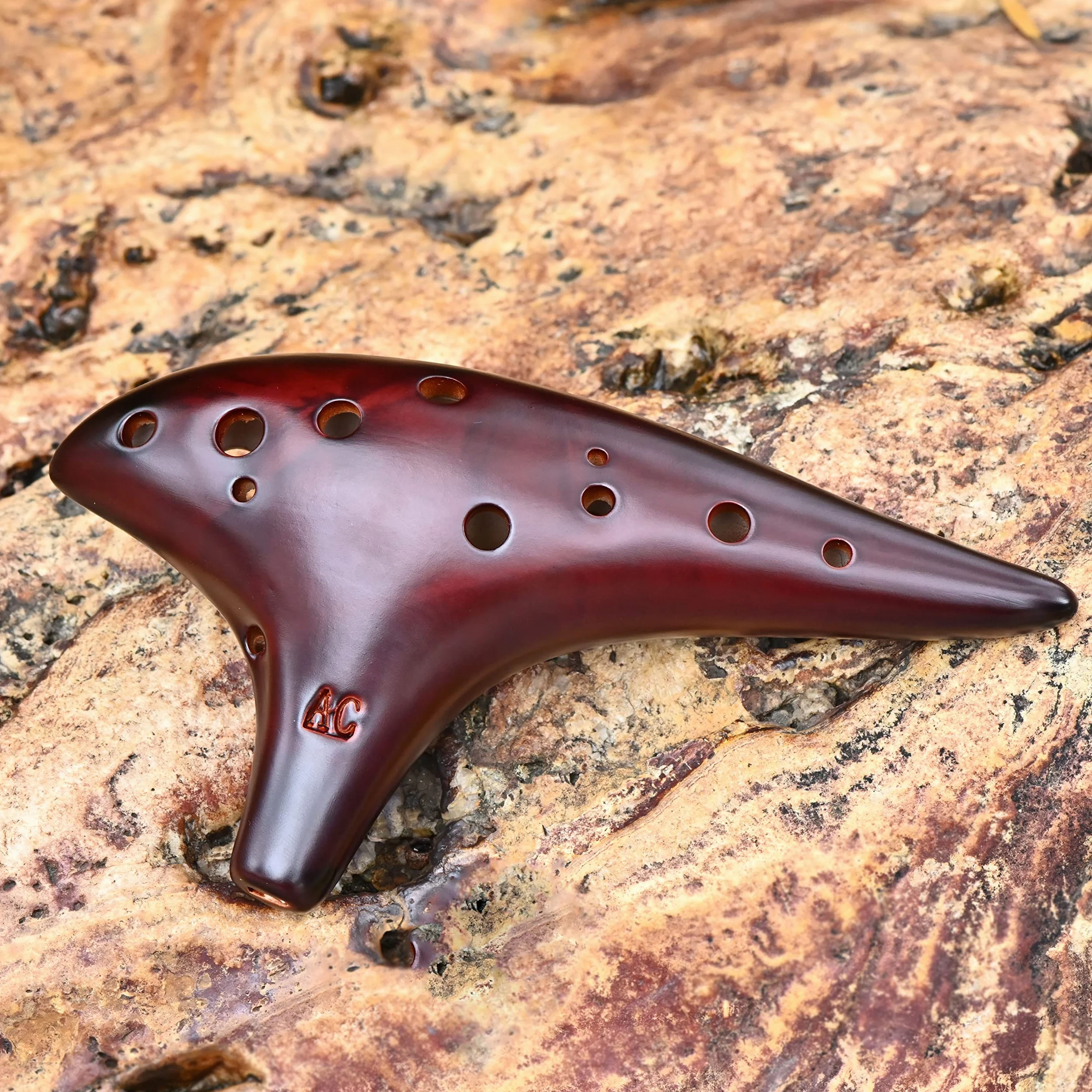 LIEKE Okarina 12 Löcher Alto C Stroh Rauchkeramik Ocarina, Musikinstrument,Geschenk für Kinder und Erwachsene, mit Songbook Nackengurt Tasche
