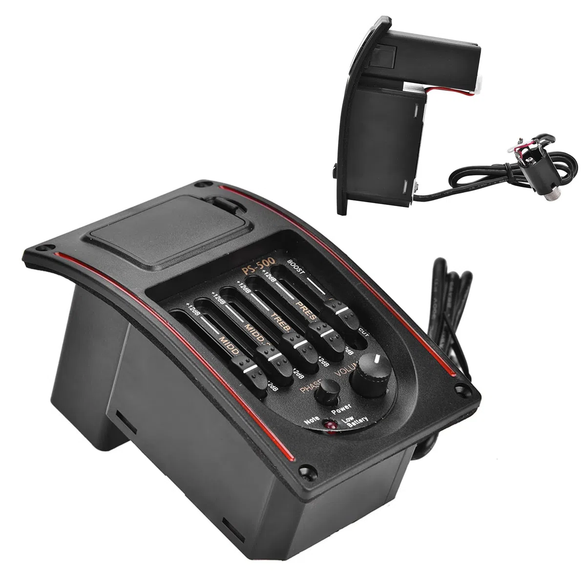 Gitarrenvorverstärker, Digitaler Tuner, Equalizer, Digitaler Tuner-Tonabnehmer, Equalizer, Akustikgitarren-Tonabnehmer, EQ PS-500, 5-Band-Equalizer-Tonabnehmer für Akustikgitarre