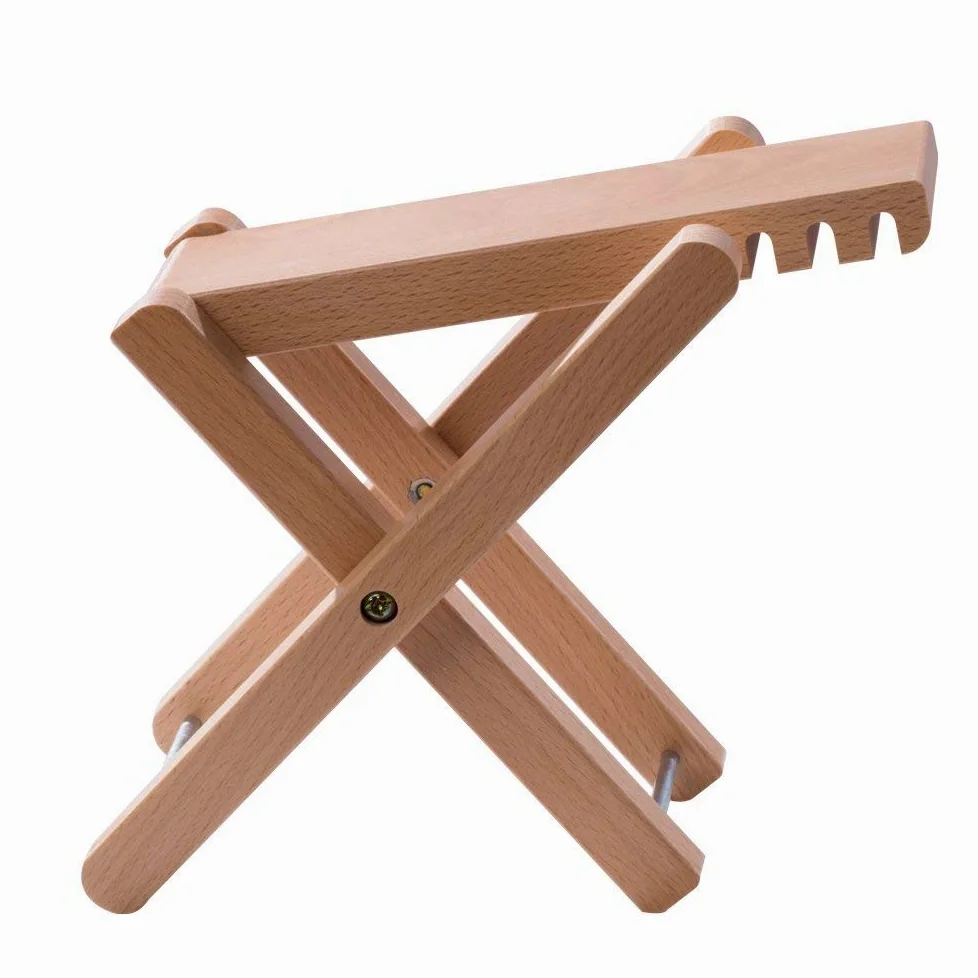 Rayzm Gitarren Fußhocker aus Holz, Klassische Höhenverstellbare Fußablage mit Vier Einstellbaren Stufen, Holzschemel für Banjo und Gitarre