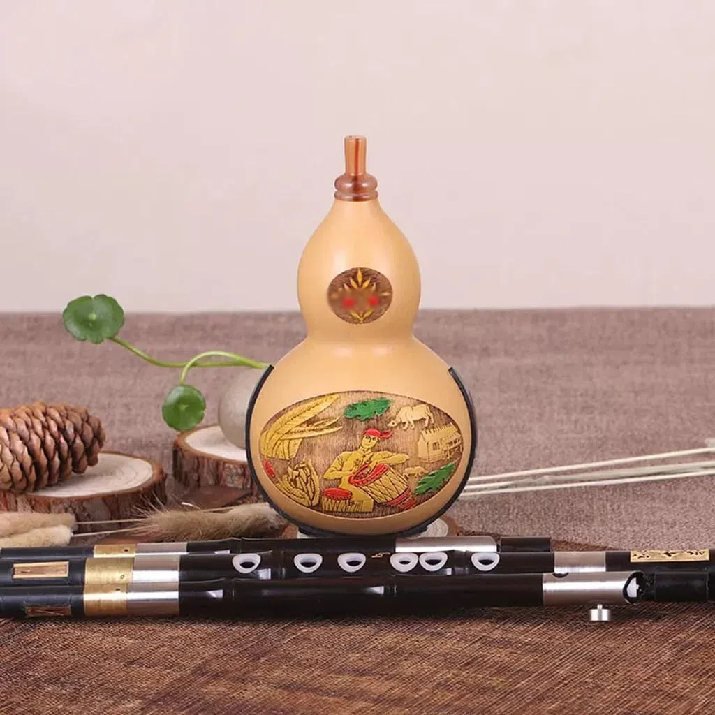 Ebenholzkürbisseide Professionelle Spielübungsunterhaltung Hulusi C Unten B Musikinstrument Anfänger Kürbisseide Geschenk Für Kinder Und Erwachsene (Color : Black_G-key)