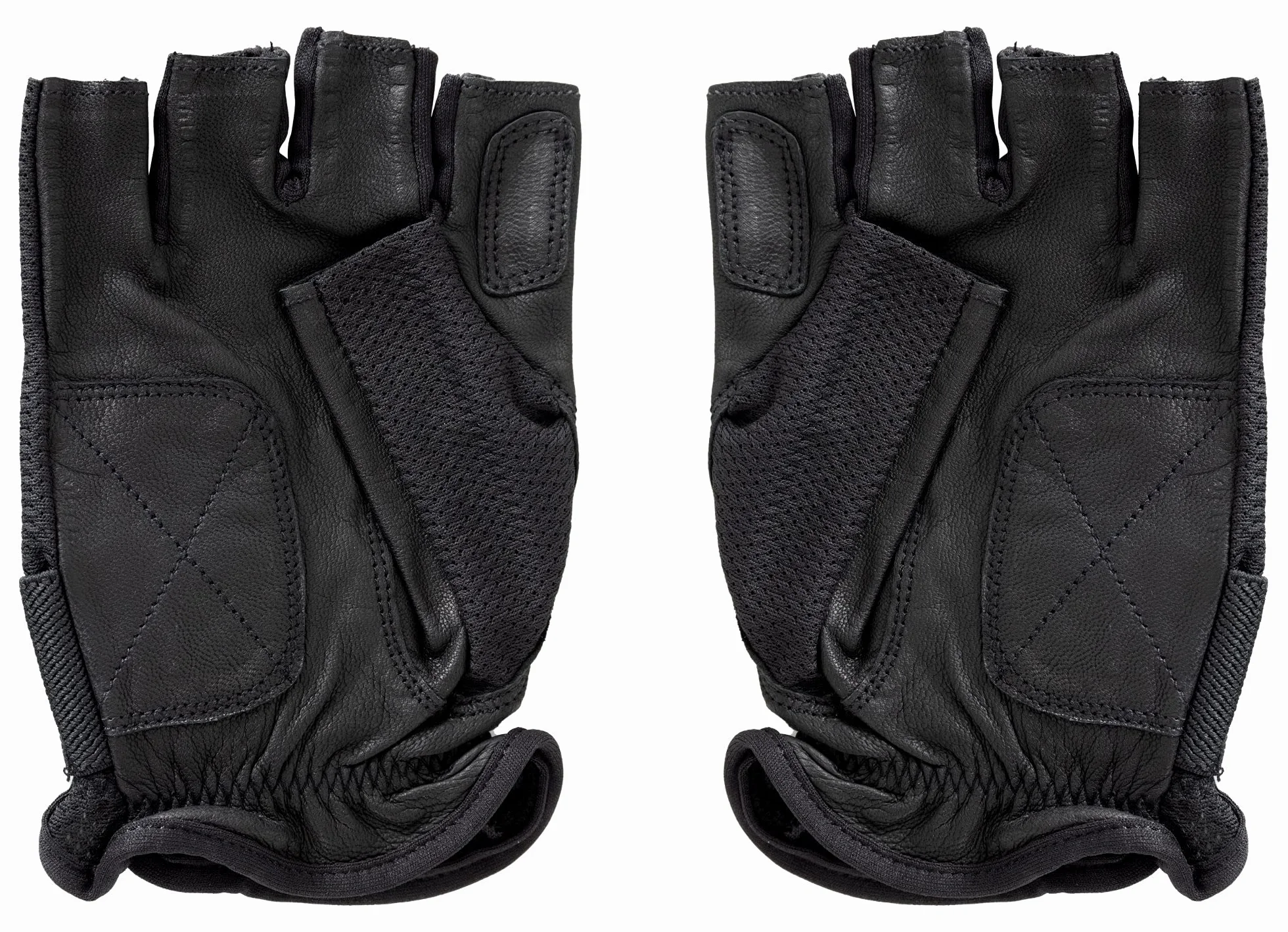 XDrum DGL-0F Schlagzeug Handschuhe Größe L - Drummer Handschuhe für Herren - Mit abgeschnittenen Fingern - aus weichem Leder - Mesh Außenseite - Schwarz