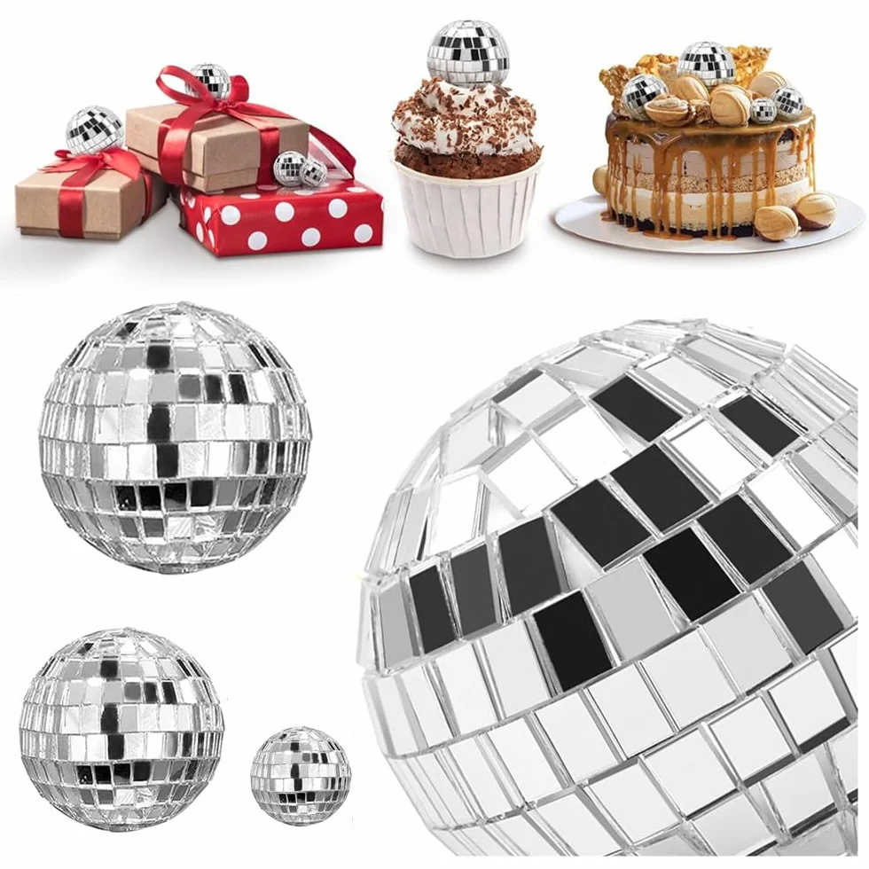 Discokugeln Set, 54 Stück Glänzend Discokugel Klein, Disco Ball Cake Toppers, Mini Discokugel Deko, Deko Discokugel für Kuchendekoration, Bar, Party, Urlaubsdekoration (2/3/4/5cm)