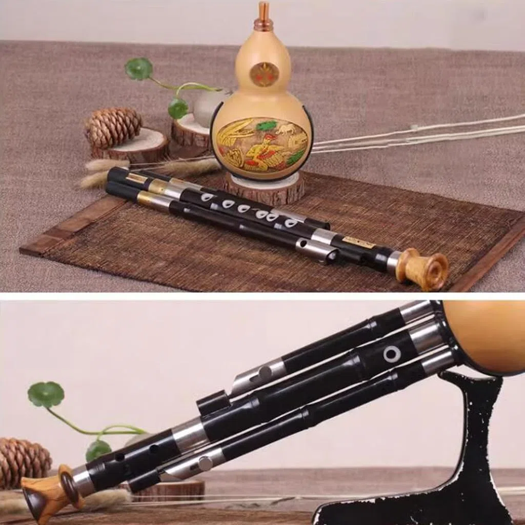 Ebenholzkürbisseide Professionelle Spielübungsunterhaltung Hulusi C Unten B Musikinstrument Anfänger Kürbisseide Geschenk Für Kinder Und Erwachsene (Color : Black_G-key)