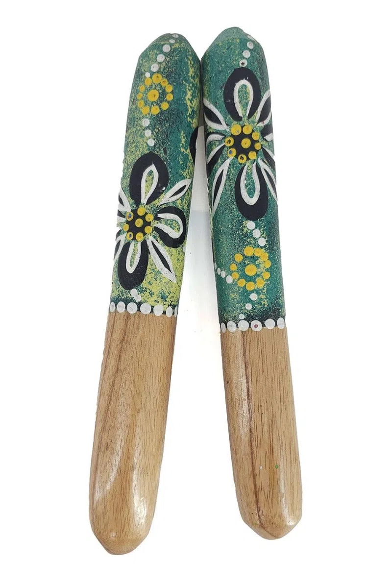 Clapsticks Green - Traditionelle Holzklaven mit frischem Design (25 cm)