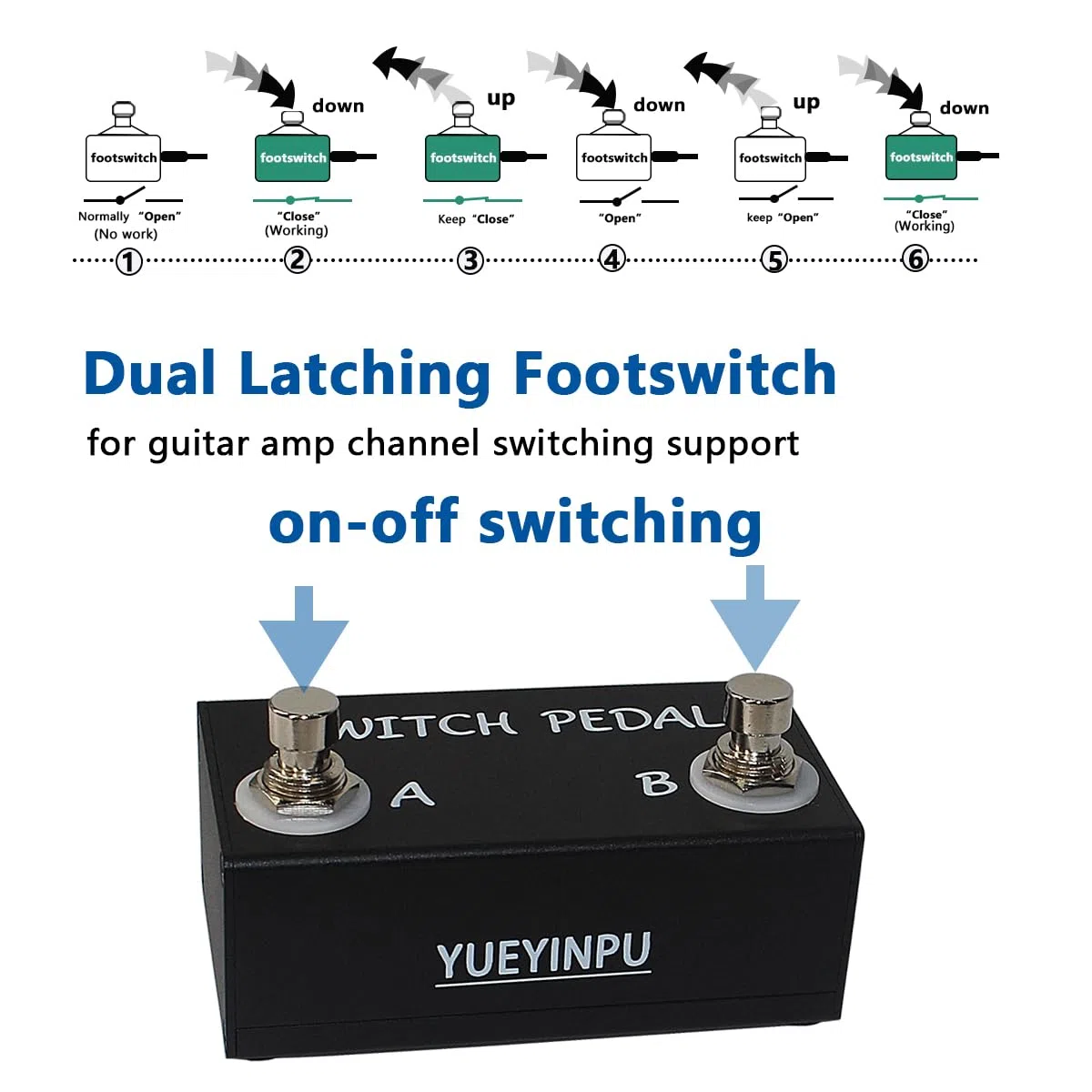 Dual latching Switch Pedal Für Gitarre Effekt Pedal mit TRS Kabel