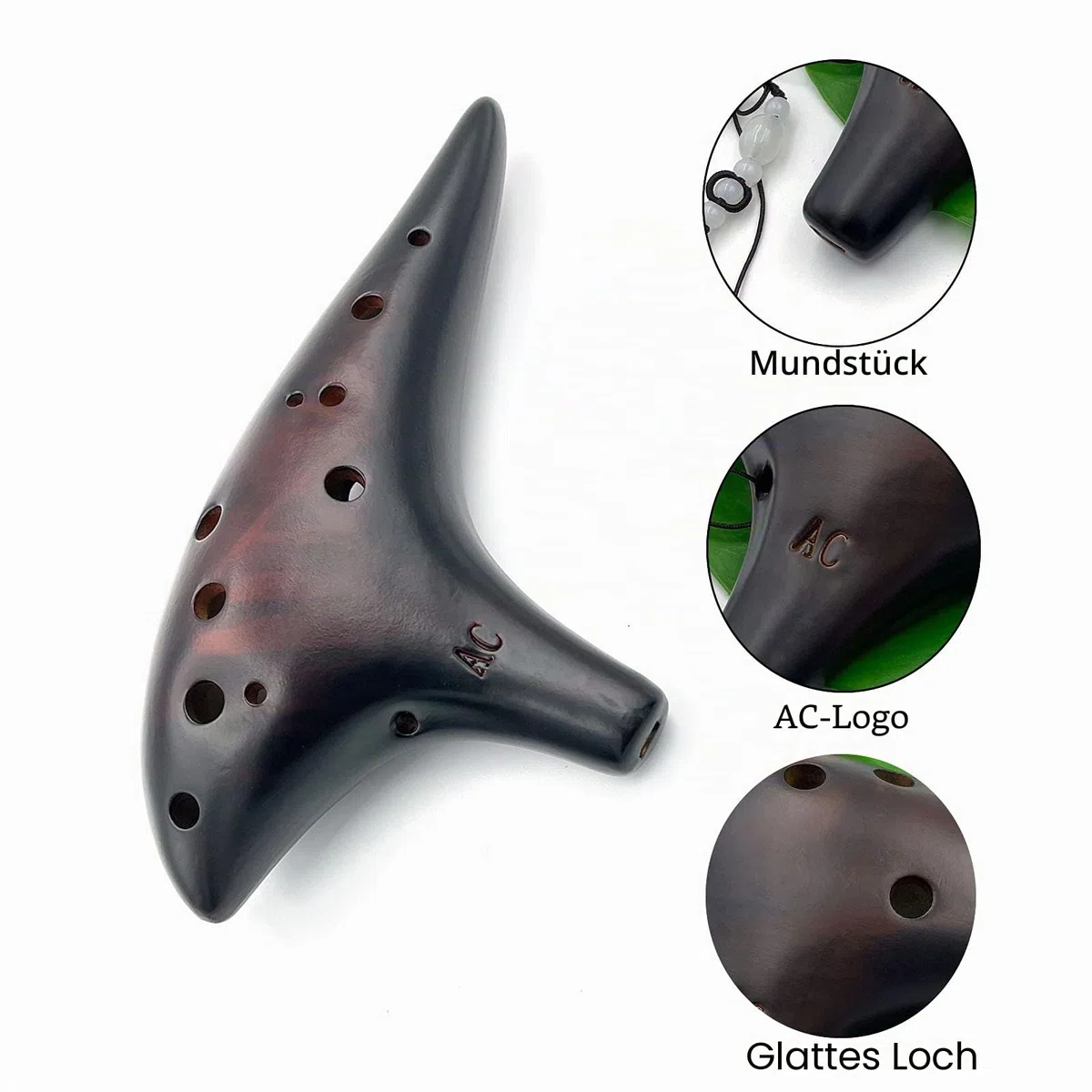 LIEKE Okarina 12 Löcher Alto C Stroh Rauchkeramik Ocarina, Musikinstrument,Geschenk für Kinder und Erwachsene, mit Songbook Nackengurt Tasche