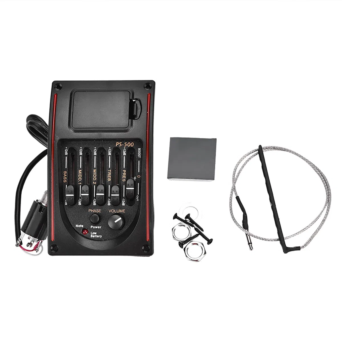 Gitarrenvorverstärker, Digitaler Tuner, Equalizer, Digitaler Tuner-Tonabnehmer, Equalizer, Akustikgitarren-Tonabnehmer, EQ PS-500, 5-Band-Equalizer-Tonabnehmer für Akustikgitarre