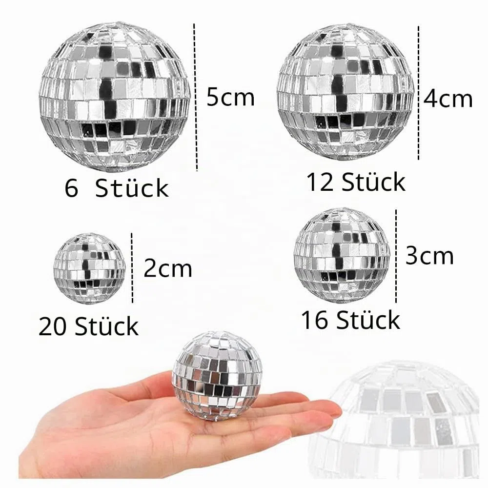 Discokugeln Set, 54 Stück Glänzend Discokugel Klein, Disco Ball Cake Toppers, Mini Discokugel Deko, Deko Discokugel für Kuchendekoration, Bar, Party, Urlaubsdekoration (2/3/4/5cm)
