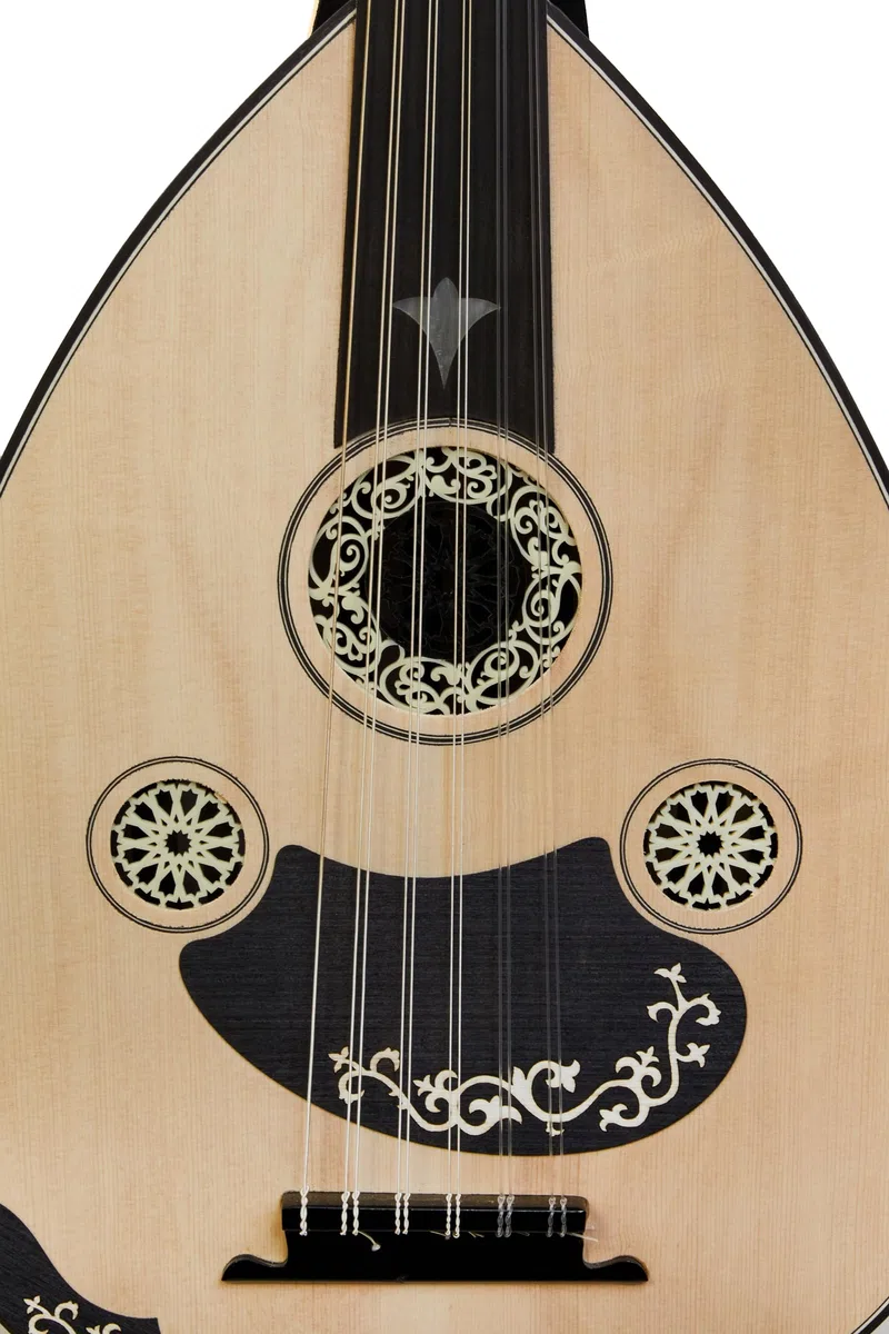 Handgefertigtes türkisches Oud mit internem Tonabnehmer zur Verstärkung – Premium-Holz, 11 Saiten-Lautinstrument für professionelle und Anfänger – Schwarz & Mahagoni